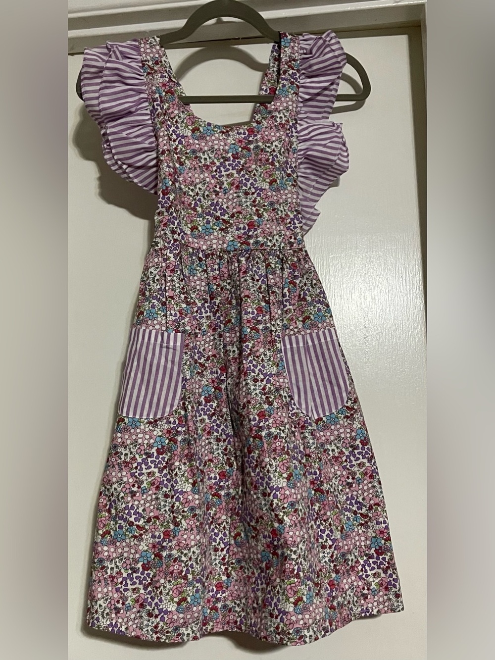 Girls Lavender Floral Sundress with Ruffle Straps Posh Pickle Company Sz 11/12